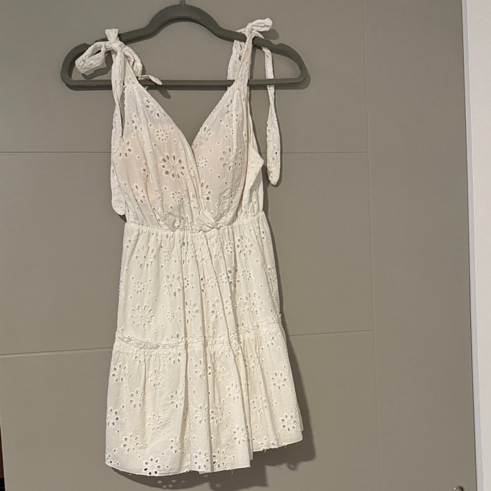 Chic White Eyelet Mini Dress